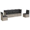 vidaXL 6 pcs conj. sof&aacute;s jardim com almofad&otilde;es vime PE cinzento-claro