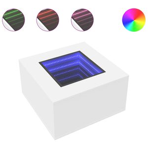 vidaXL Mesa de centro c/LEDs 60x60x40cm contraplacado branco brilhante