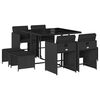 vidaXL 9 pcs conjunto de jantar p/ jardim c/ almofad&otilde;es vime PE preto