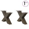 vidaXL P&eacute;s para mesa de centro em formato de X, 2 pe&ccedil;as, a&ccedil;o natural, 50x(30-31) cm, a&ccedil;o