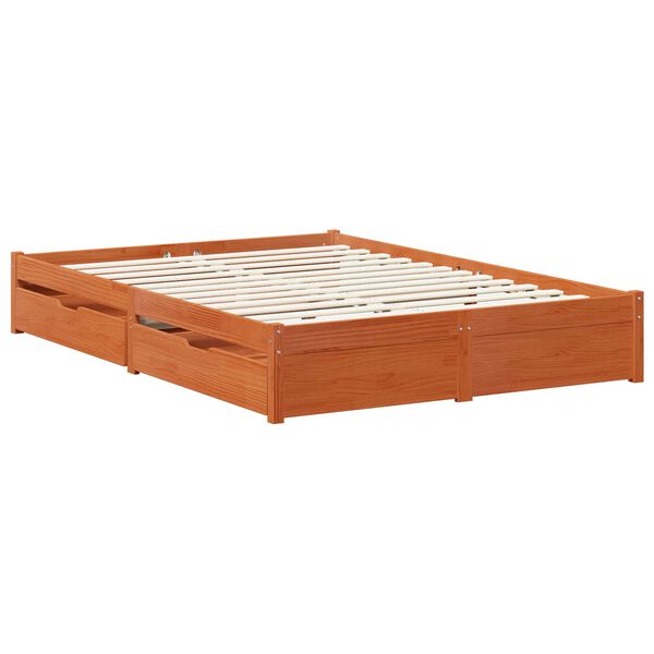 vidaXL Estrutura da Cama com gaveta Marrom Cera 160 x 200 cm