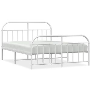 vidaXL Estrutura de cama com cabeceira e pés 140x200 cm metal branco