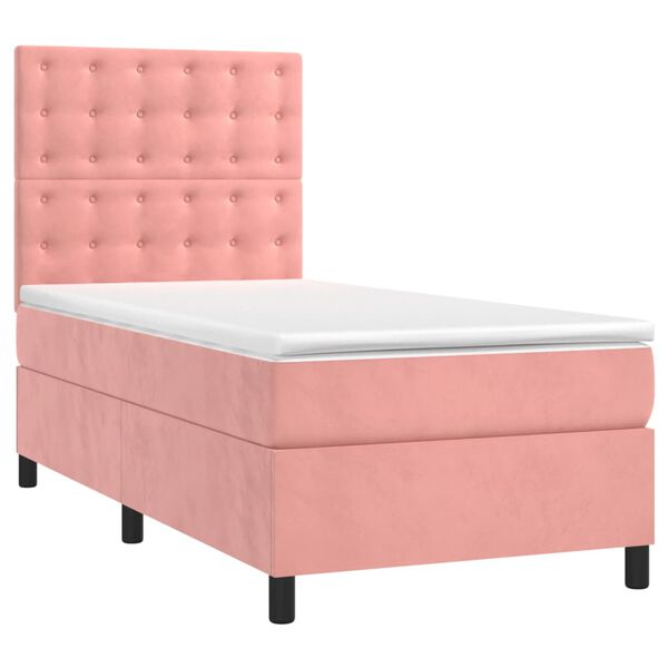 vidaXL Cama com molas/colch&atilde;o 90x190 cm veludo rosa
