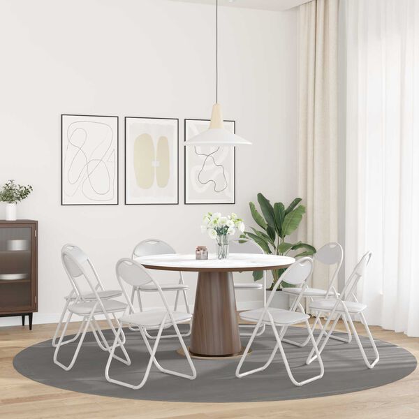 vidaXL Cadeira Dobr&aacute;vel 8 pcs Branco 48 x 43,5 x 81 cm Couro Sint&eacute;tico