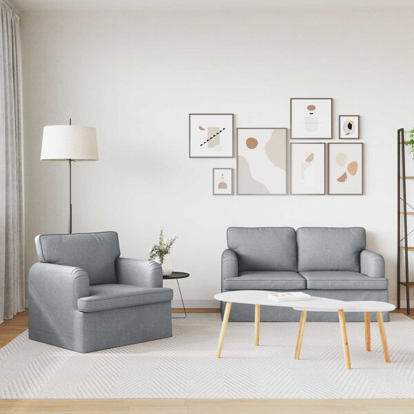 vidaXL Sof&aacute; 2 pcs Cinzento-claro