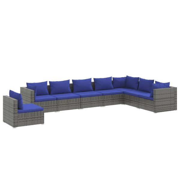 vidaXL 8 pcs conjunto lounge de jardim c/ almofadões vime PE cinzento