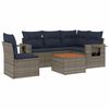 vidaXL Conjunto de sof&aacute; de jardim com 6 pe&ccedil;as e almofadas em rattan sint&eacute;tico cinza