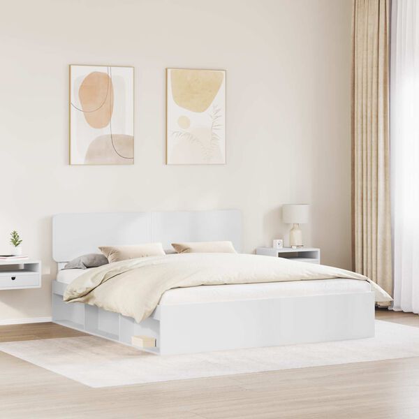 vidaXL Estrutura da Cama com cabeceira Branco 200 x 200 cm