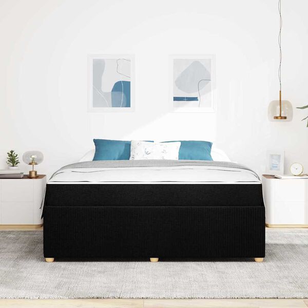 vidaXL Estrutura da Cama com colch&atilde;o Preto 180 x 200 cm tecido