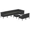 vidaXL 9 pcs conjunto lounge de jardim c/ almofad&otilde;es vime PE preto