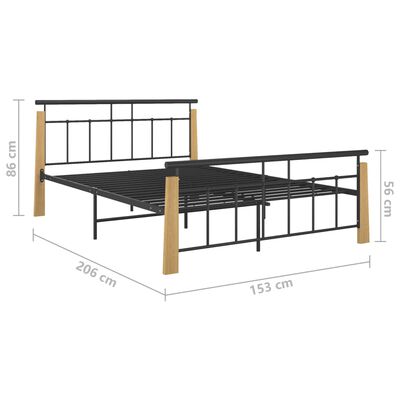 vidaXL Estrutura de cama 140x200 cm metal/madeira de carvalho maciça