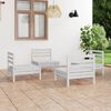 vidaXL 4 pcs conjunto lounge de jardim pinho maci&ccedil;o branco
