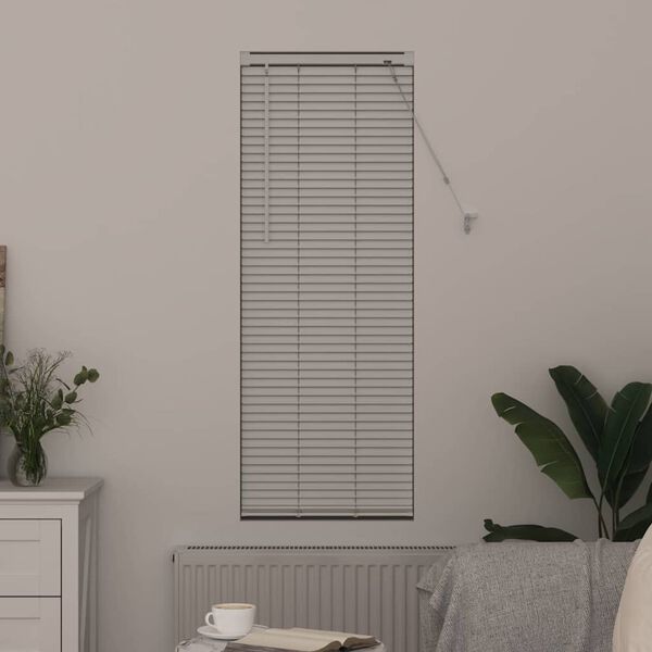 vidaXL Persiana de Janela com cortinas Manual Branco Alumínio