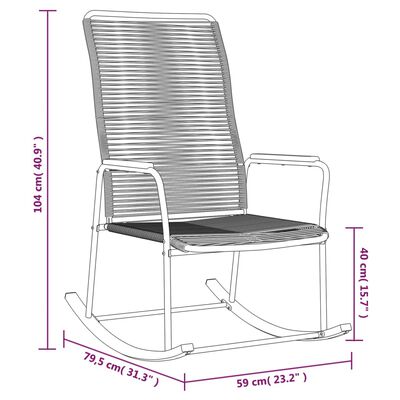 vidaXL Cadeira de baloiço para jardim 59x79,5x104 cm vime de PVC preto