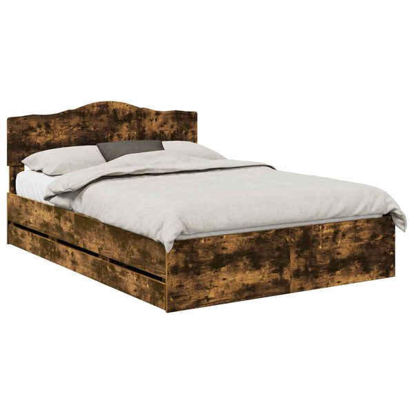 vidaXL Estrutura da Cama com gaveta Carvalho Defumado 140 x 200 cm