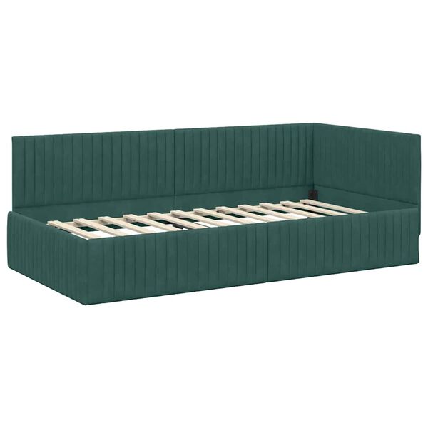 vidaXL Estrutura de Cama de Canto Verde Escuro 100 cm x 200 cm Veludo
