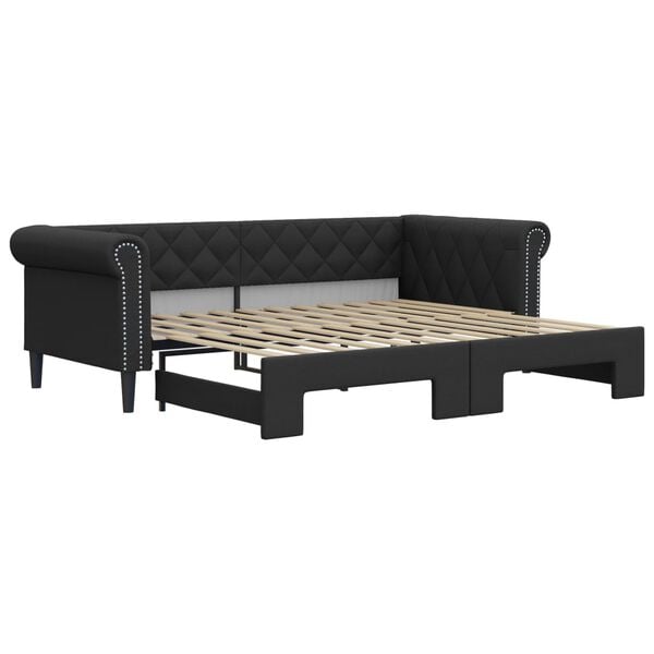 vidaXL Sof&aacute;-cama com gavet&atilde;o 90x200 cm couro artificial preto