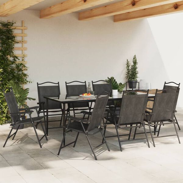 vidaXL Cadeiras de jardim dobráveis 8 pcs aço/textilene cinza mesclado