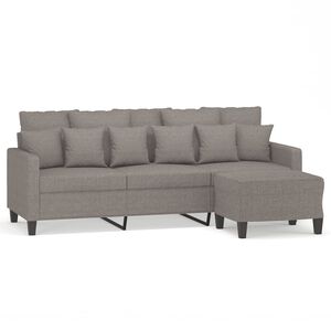 vidaXL Sof&aacute; 3 lugares com apoio de p&eacute;s 180 cm tecido cinza-acastanhado