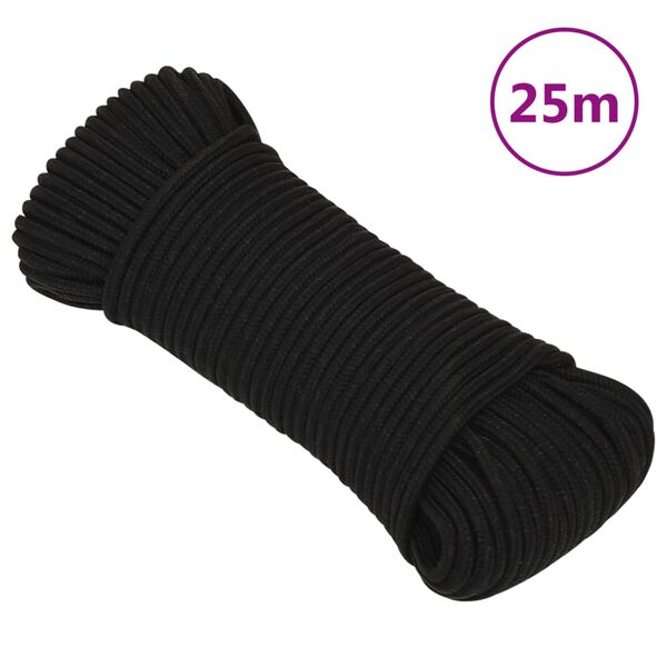 vidaXL Corda de trabalho 5 mm 25 m poliéster preto