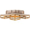 vidaXL 6pcs conj. lounge jardim madeira c/almofad&otilde;es cinza-acastanhado