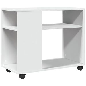 vidaXL Mesa de apoio c/ rodas 70x35x60 cm derivados de madeira branco
