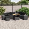 vidaXL 9 pcs conjunto de sof&aacute;s p/ jardim c/ almofad&otilde;es vime PE preto