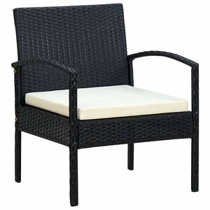 vidaXL Cadeira de jardim com almofad&atilde;o vime PE preto