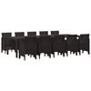 vidaXL Conjunto de Jantar para Jardim 11 unid. Castanho Vime