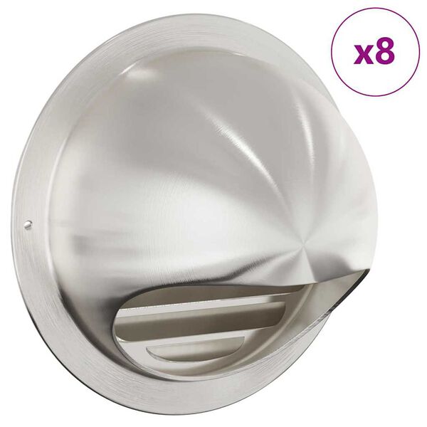 vidaXL Tampas de ventila&ccedil;&atilde;o de ar 8 pcs Prateado 150 mm A&ccedil;o inoxid&aacute;vel