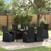 vidaXL Conjunto de Jantar para Jardim com almofada 7 pcs Preto vime PE