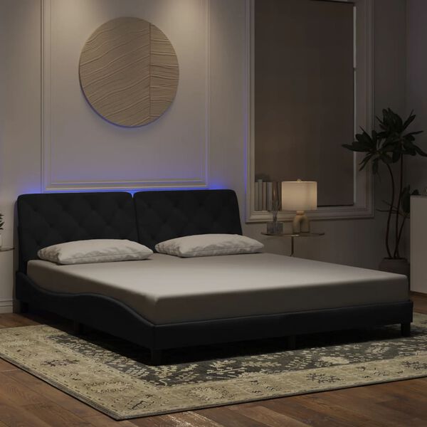 vidaXL Estrutura de cama com LED sem colch&atilde;o 180x200 cm veludo preto