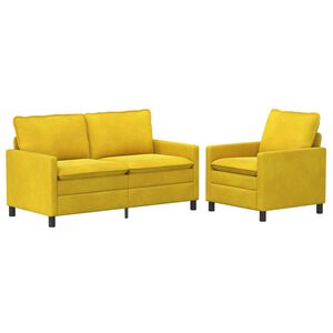 vidaXL Conjunto de Sof&aacute;s 2 unid. Amarelo Veludo