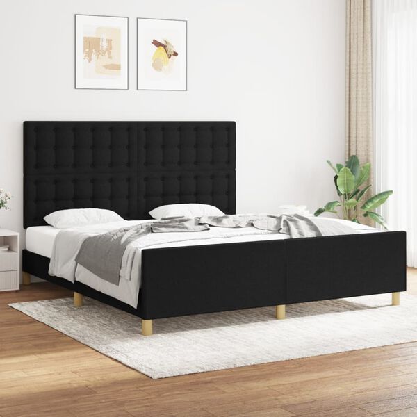 vidaXL Estrutura de cama 180x200 cm tecido preto