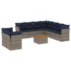 vidaXL 10 pcs conjunto sof&aacute;s de jardim c/ almofad&otilde;es vime PE cinzento