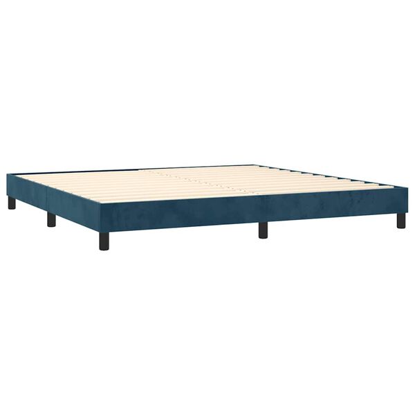 vidaXL Estrutura de cama com molas 200x200 cm veludo azul-escuro