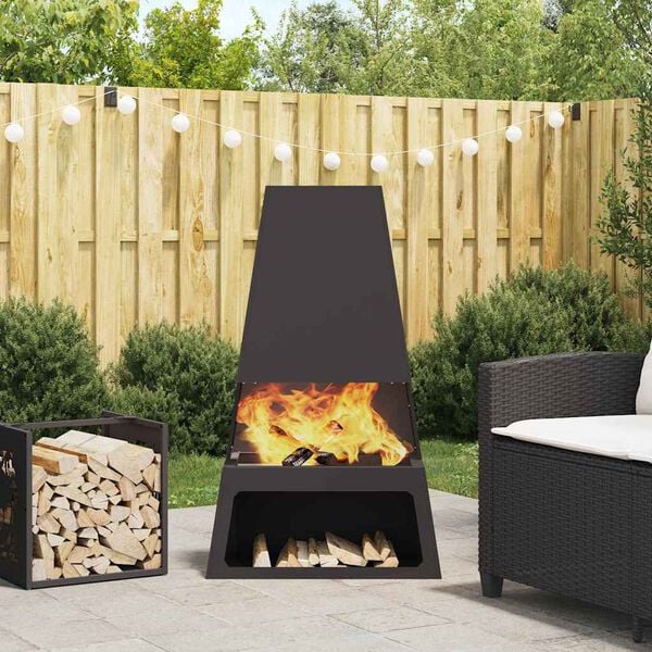 vidaXL Fire Pit Preto 60 x 35 x 100 cm A&ccedil;o