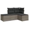 vidaXL 4 pcs conjunto sof&aacute;s de jardim c/ almofad&otilde;es vime PE cinzento