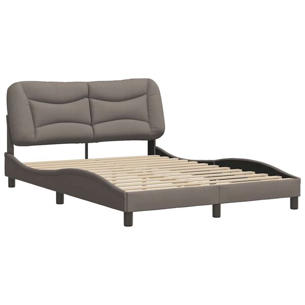 vidaXL Estrutura de cama sem colch&atilde;o Hvar 140x190 cm tecido castanho-acinzentado