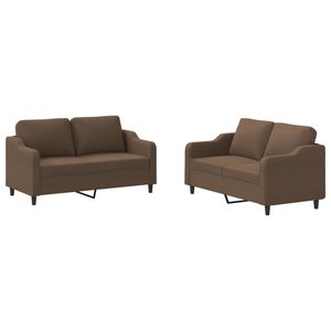 vidaXL 2 pcs conjunto de sof&aacute;s com almofad&otilde;es tecido castanho