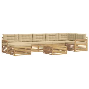 vidaXL Conjunto de Sof&aacute;s para Exterior 8 unid. Branco e Bege