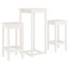 vidaXL 3 pcs conjunto de bar pinho maci&ccedil;o branco