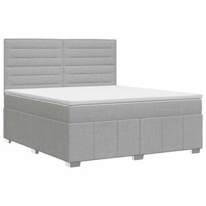 vidaXL Cama box spring com colch&atilde;o Cinzento-claro 140 x 190 cm Tecido