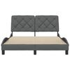vidaXL Estrutura de cama sem colch&atilde;o 140x190 cm tecido cinzento-escuro