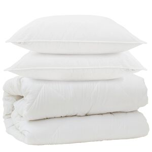 vidaXL Duvet com Travesseiros com travesseiro 3 pcs Branco Microfibra