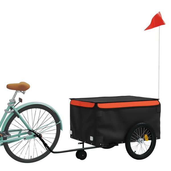 vidaXL Reboque para bicicleta 45 kg ferro preto e laranja