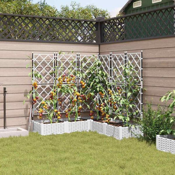 vidaXL Vaso de Jardim 5 pcs Branco 120 x 120 x 125,5 cm A&ccedil;o
