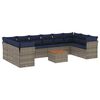 vidaXL 11 pcs conjunto sof&aacute;s de jardim c/ almofad&otilde;es vime PE cinzento