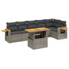 vidaXL 7 pcs conjunto sof&aacute;s p/ jardim c/ almofad&otilde;es vime PE cinzento