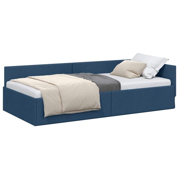 vidaXL Estrutura de Cama de Canto Azul 90 cm x 190 cm Veludo